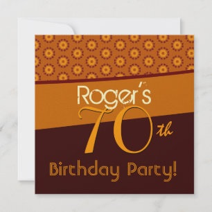 Invitation 70e anniversaire Gold Orange Motif Brown
