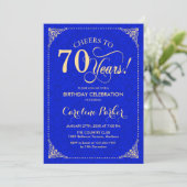 Invitation 70e anniversaire - Gold Royal Blue Damask (Debout devant)