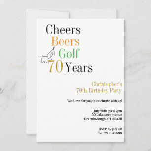Invitation 70e Anniversaire Golf Cheers Bières Mini Fête