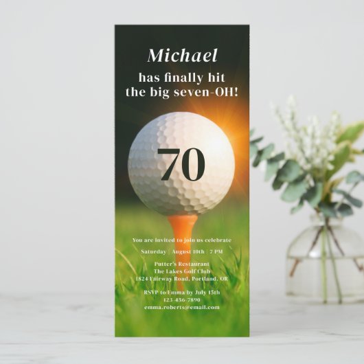 Invitation 70e Anniversaire Golf Soixante-dix Photo QR Code (Debout devant)