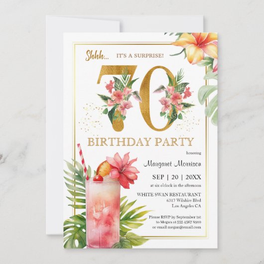 Invitation 70e anniversaire Hawaiian Tropical Cocktail Party (Devant)