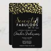 Invitation 70e anniversaire invitation, noir et or (Devant / Derrière)