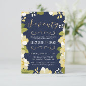 Invitation 70e anniversaire Invitation, Personnaliser Floral  (Debout devant)