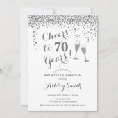 Invitation 70e Anniversaire - Joue À 70 Ans Argent Blanc (Devant)