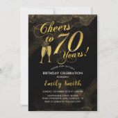 Invitation 70e Anniversaire - Joue À 70 Ans Or Noir (Devant)