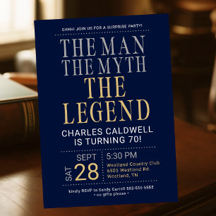 Invitation 70e anniversaire L'homme La légende Le mythe