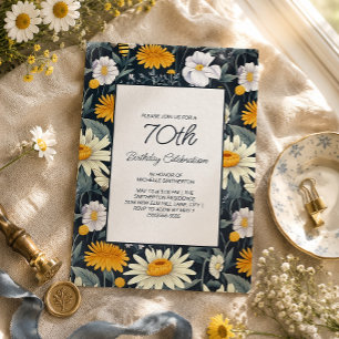 Invitation 70e anniversaire Marguerites Bleu Nuit 