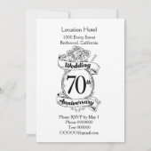 Invitation 70e anniversaire Mariage Fleurs Noir et blanc (Dos)