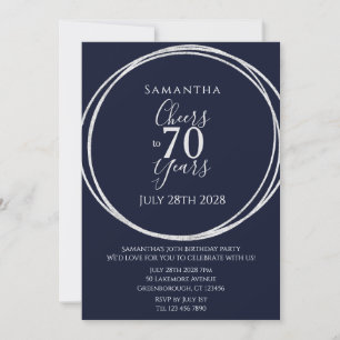 Invitation 70e anniversaire Marine Argent Cheers à 70 ans fêt