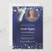 Invitation 70e anniversaire marine bleu argent étoiles photo (Devant)