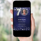 Invitation 70e anniversaire marine bleu argent étoiles photo