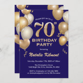 Invitation 70e anniversaire Marine Bleu et Parties scintillan (Devant / Derrière)