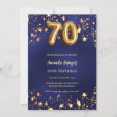 Invitation 70e anniversaire marine bleu or étoiles (Devant)