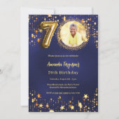 Invitation 70e anniversaire marine bleu or étoiles photo (Devant)