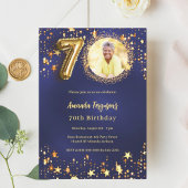 Invitation 70e anniversaire marine bleu or étoiles photo luxe