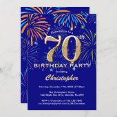 Invitation 70e anniversaire Marine Blue and Gold Rainbow Fire (Devant / Derrière)