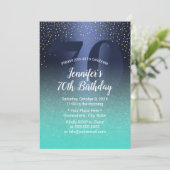 Invitation 70e anniversaire Marine moderne bleu & turquoise (Debout devant)
