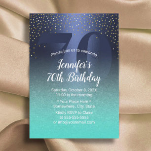 Invitation 70e anniversaire Marine moderne bleu & turquoise