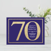Invitation 70e anniversaire Marine Parties scintillant bleue (Debout devant)