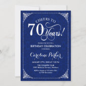 Invitation 70e anniversaire - Marine White Damask (Devant)