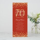 Invitation 70e Anniversaire Menu Merci Gold Red (Debout devant)