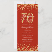 Invitation 70e Anniversaire Menu Merci Gold Red (Devant)