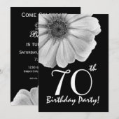 Invitation 70e anniversaire Modèle de la marguerite noire et  (Devant / Derrière)