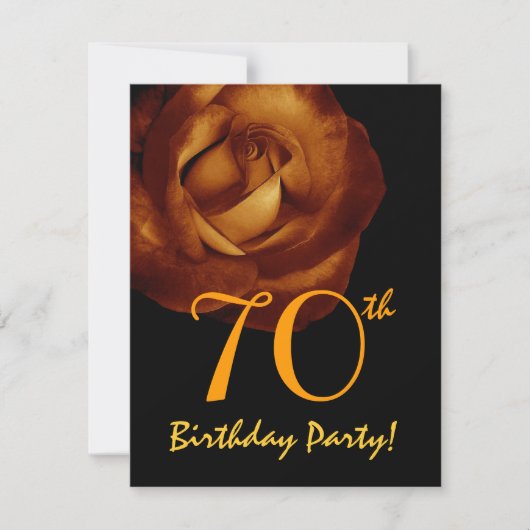 Invitation 70e anniversaire Modèle Gold Rose 001 (Devant)