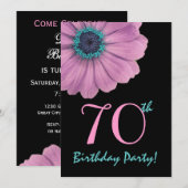 Invitation 70e anniversaire Modèle - Rose Daisy (Devant / Derrière)