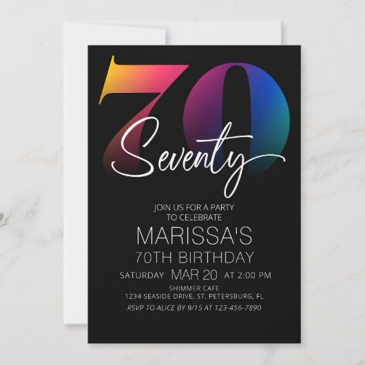 Invitation 70e anniversaire moderne (Devant)