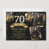Invitation 70e Anniversaire Moderne Ballons Dorés Pailletés 2 (Devant)