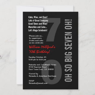 Invitation 70e anniversaire moderne Black Red SEVEN OH! W816