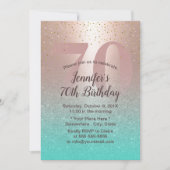 Invitation 70e anniversaire Moderne Blush Rose Gold Aqua Turq (Devant)
