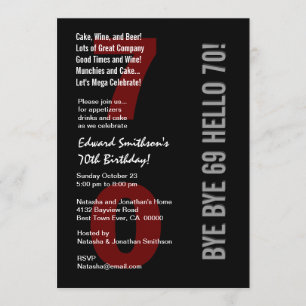 Invitation 70e anniversaire moderne Noir Argent Blanc Rouge W