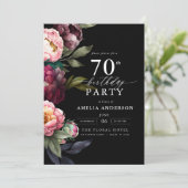 Invitation 70e anniversaire Moody moderne Bourgogne Blush Flo (Debout devant)