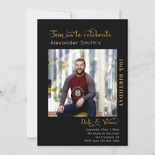 Invitation 70e anniversaire Noir (Devant)