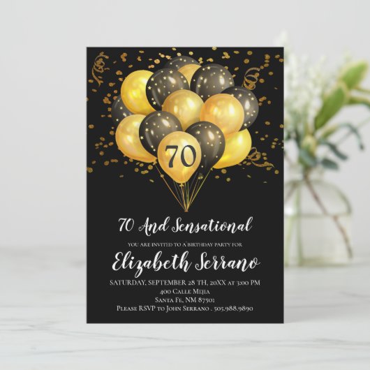 Invitation 70e anniversaire Noir et Or (Debout devant)