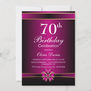 Invitation 70e anniversaire noir et rose
