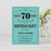 Invitation 70e anniversaire Noir et Turquoise (Debout devant)