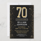 Invitation 70e anniversaire noir moderne (Devant)