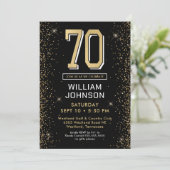 Invitation 70e anniversaire noir moderne (Debout devant)