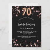 Invitation 70e anniversaire noir rose or étoiles luxe (Devant)