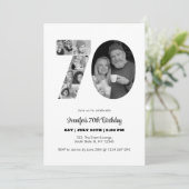 Invitation 70e anniversaire Numéro 70 Photo Collage noir blan (Debout devant)