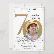 70e Anniversaire Or Blanc Enregistrer La Date Pers
