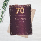 Invitation 70e anniversaire or rose bordeaux