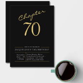Invitation 70e Anniversaire Or Script moderne Noir
