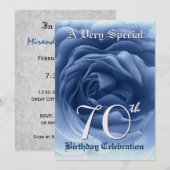 Invitation 70e anniversaire Papier métallique Rose bleu doux (Devant / Derrière)