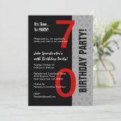 Invitation 70e anniversaire partie moderne rouge argent noir  (Debout devant)