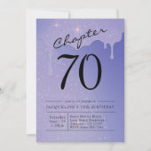 Invitation 70e anniversaire Parties scintillant de script (Devant)