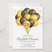 Invitation 70e anniversaire Parties scintillant Noire et Or I (Devant)